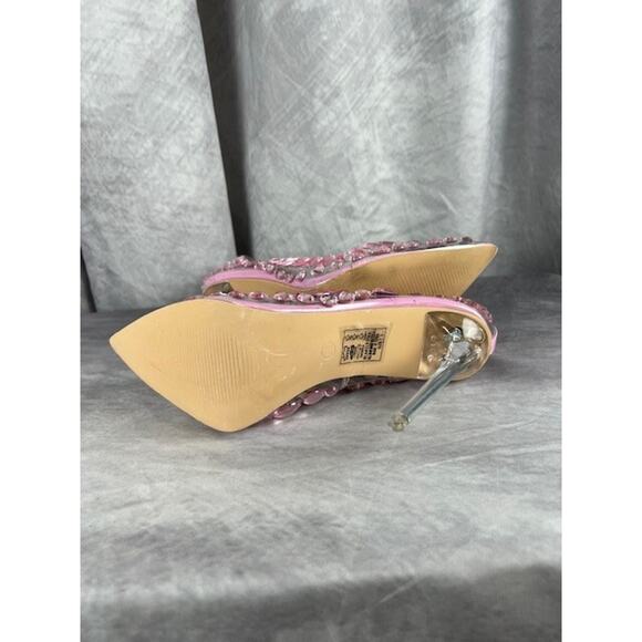 Azalea Wang Blakely Stiletto Heels Pink Chrystal Size 7.5 - Picture 4 of 7